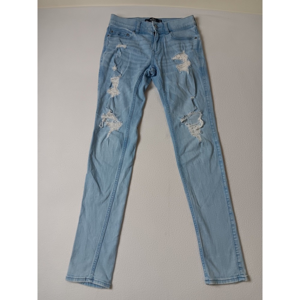 Hollister Mens Stacked Skinny Distressed Light Wash Jeans 28x30 331D2310